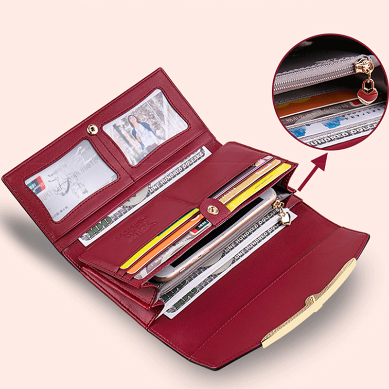 [オフィシャル][ 二つ目は 4900]  牛革レディース長財布、厳選された上品漆革、札入れ、スマホ、名刺などすべて収納できます、送料無料、着払い。